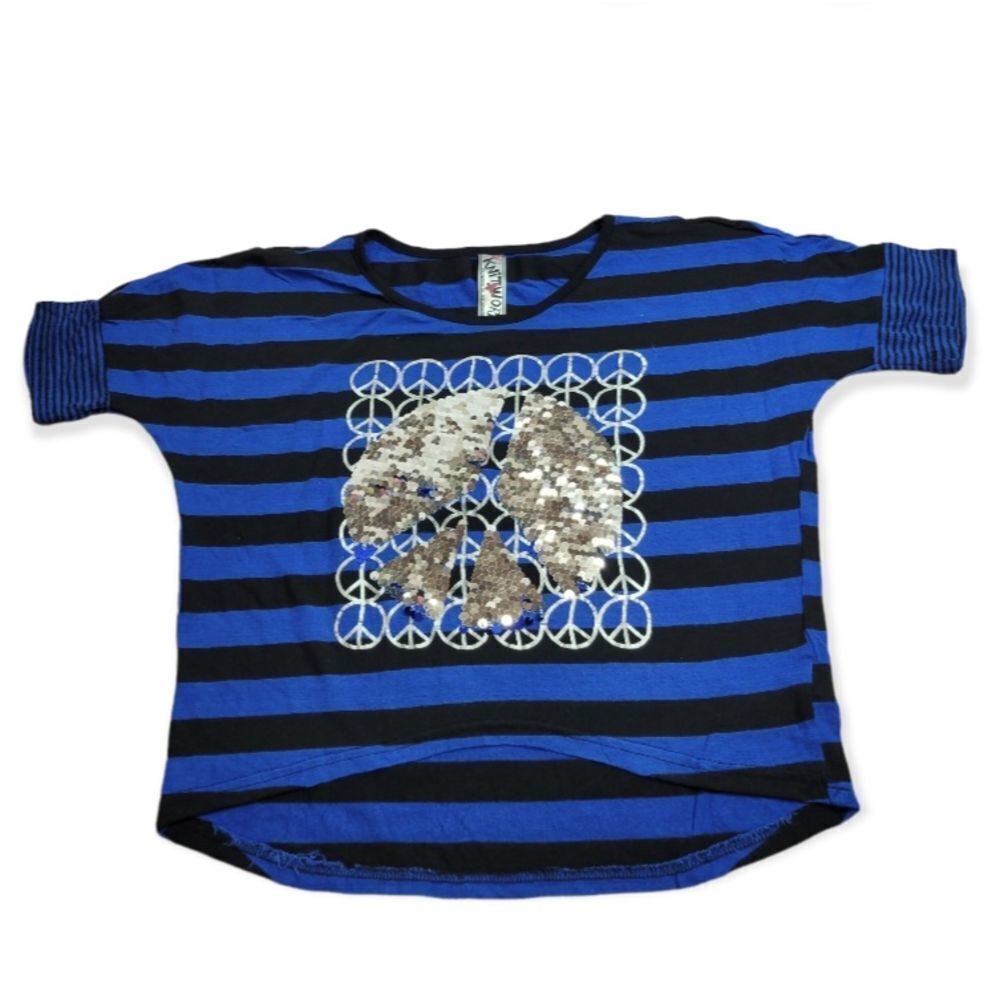 Knitworks flip sequins peace sign shirt L10/12